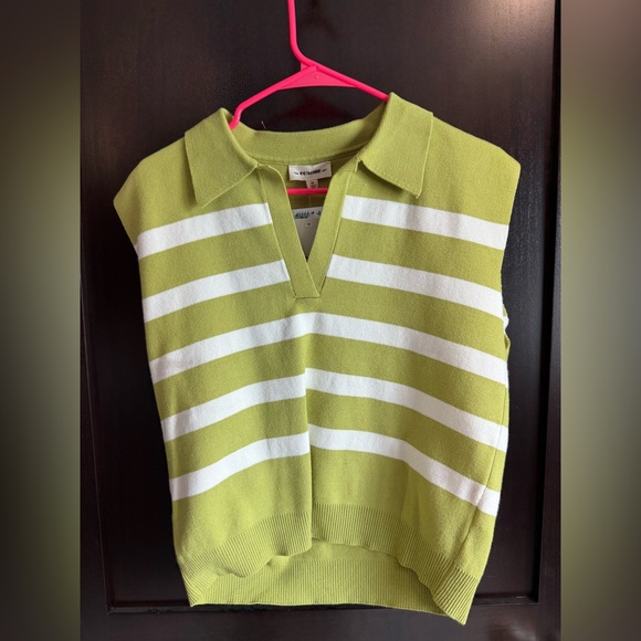 eesome Tops - Eesome Olive and White Striped Knit Top